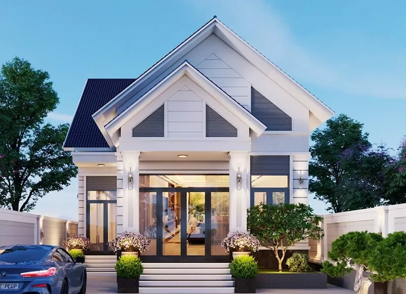 Mẫu nhà cấp 4 ngang 8m mái Thái