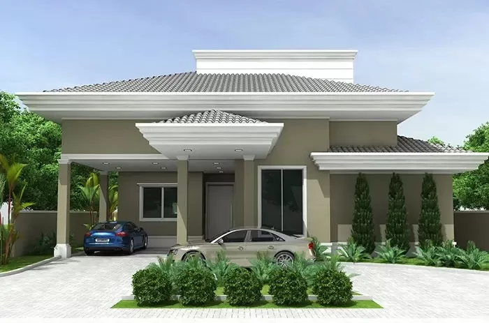 Mẫu nhà ngang 8m cấp 4 có tầng lửng hiện đại mái nhật