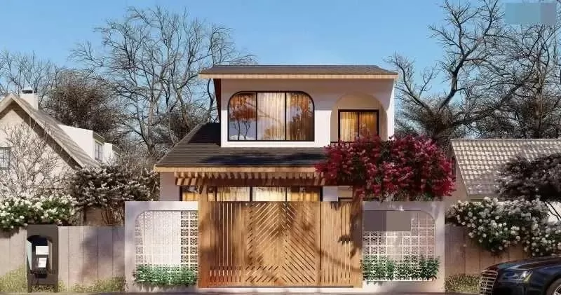 Mẫu nhà ngang 8m cấp 4 có tầng lửng