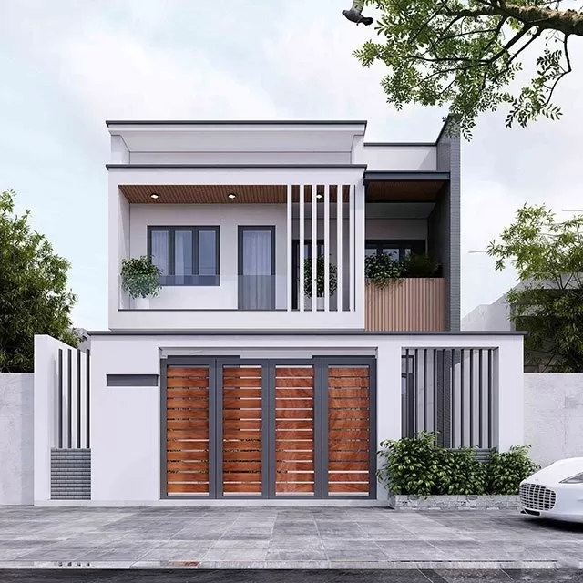 Mẫu nhà 2 tầng mái bằng 7x10m hiện đại