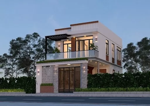 Mẫu nhà 2 tầng mái bằng 7x10m hiện đại ấn tượng