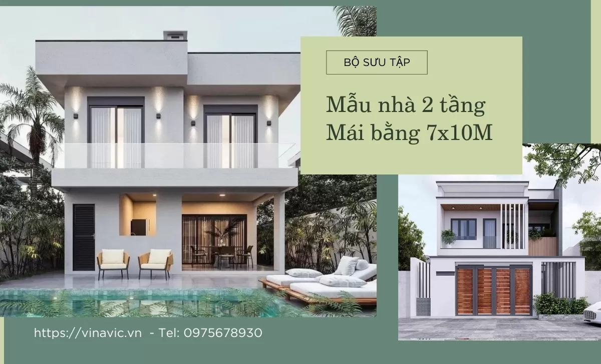Mẫu nhà 2 tầng mái bằng 7x10m đẹp
