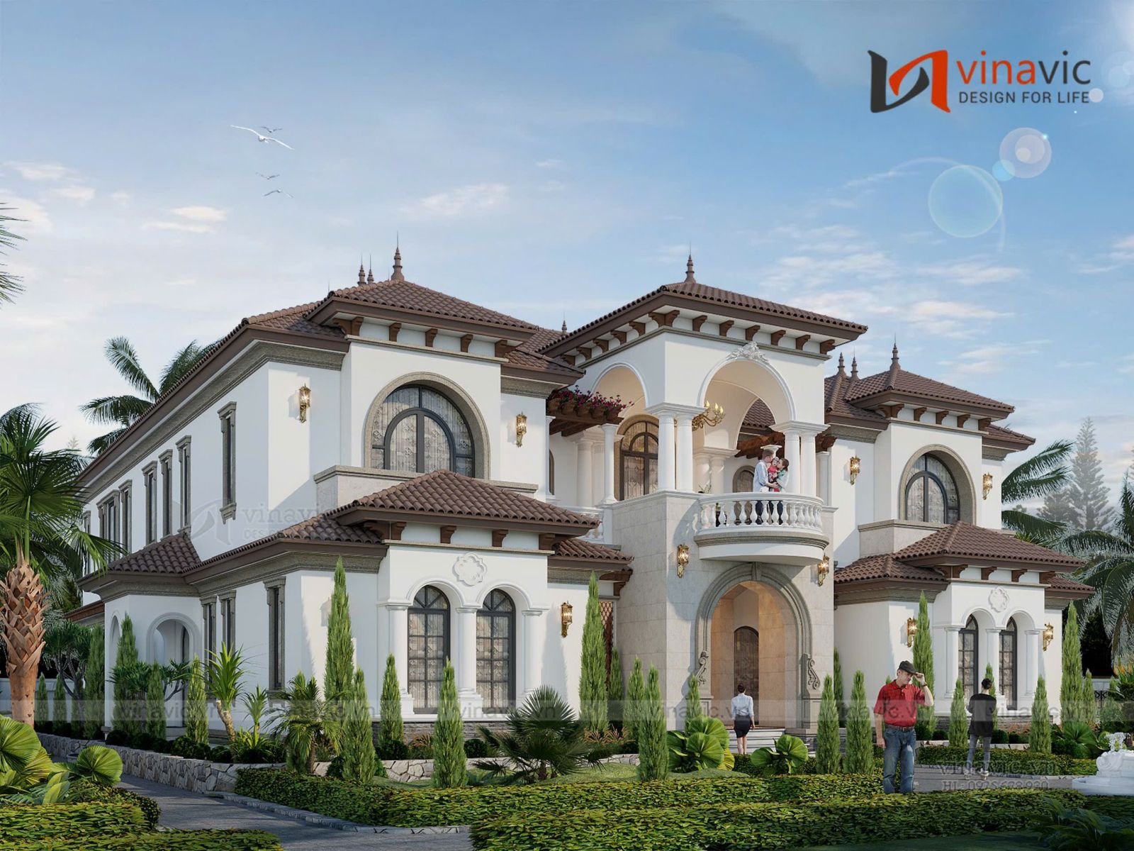 Mẫu biệt thự 2 tầng 1 hầm phong cách Địa Trung Hải 15x25m BT2362