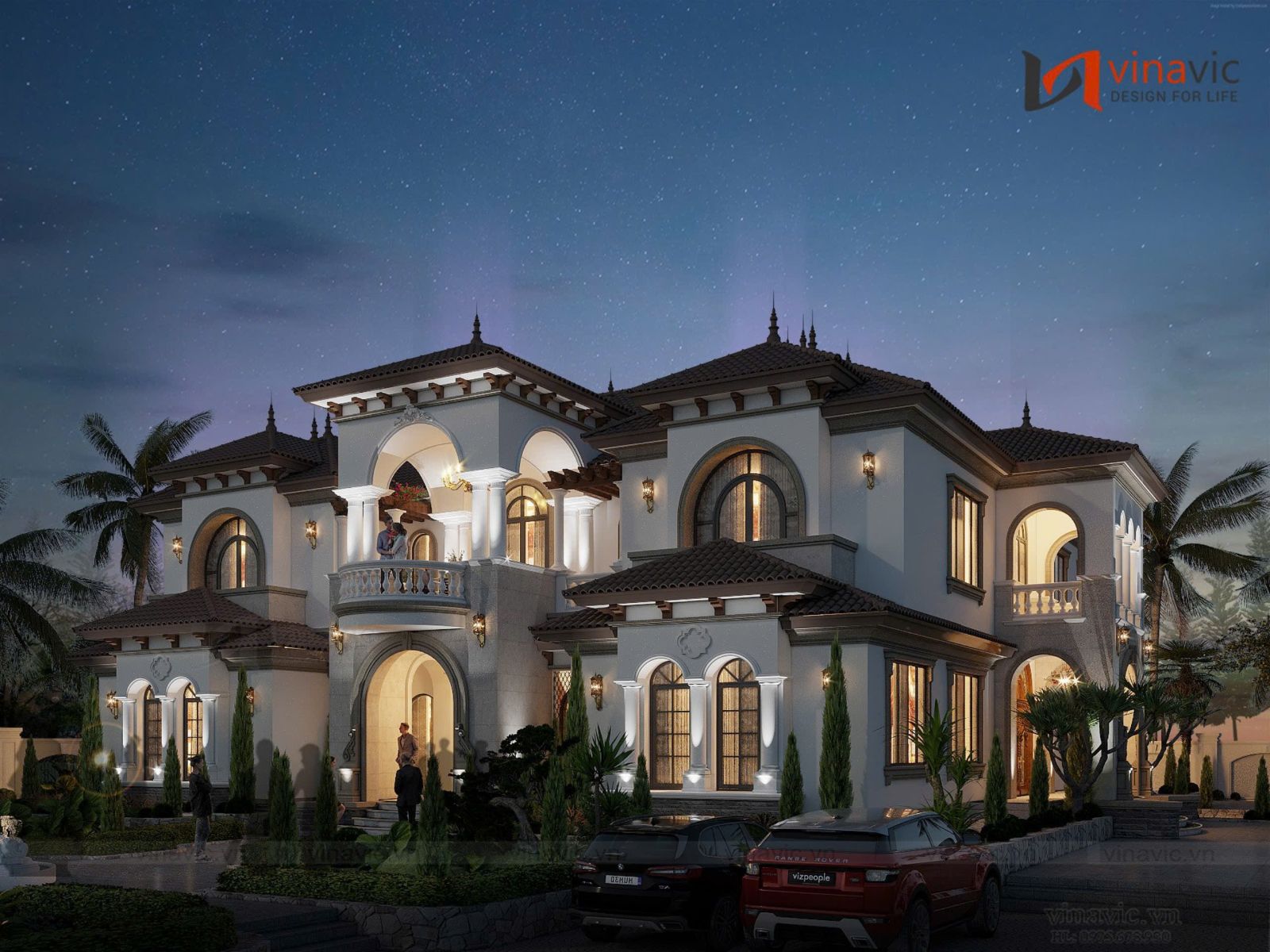 Mẫu biệt thự 2 tầng 1 hầm phong cách Địa Trung Hải 15x25m BT2362