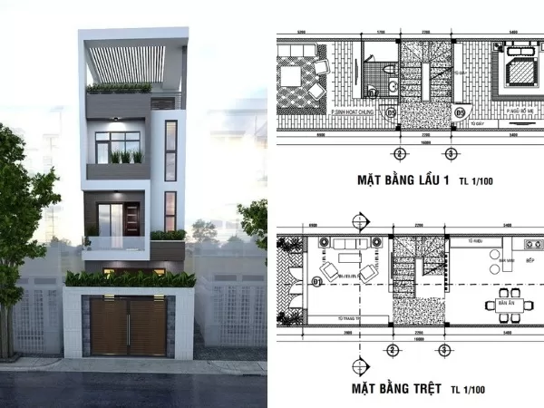 Cách phân chia công năng nhà đẹp 4 tầng 4x16m cực hợp lý