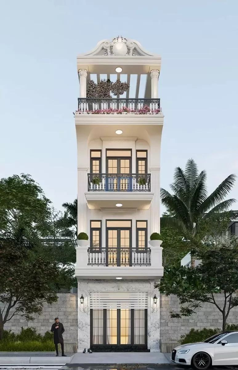 Mẫu nhà đẹp 4 tầng 4x16m phong cách tân cổ điển sang trọng