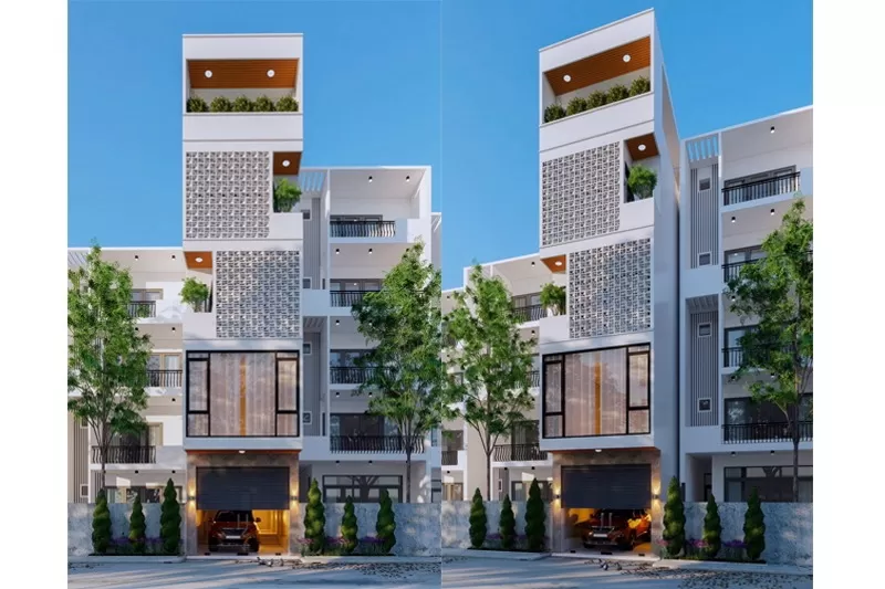 Mẫu nhà đẹp 4 tầng 4x16m có tum rộng
