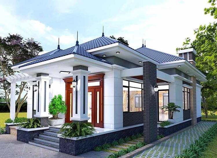 Mẫu nhà gác lửng mái Nhật hiện đại nằm trên phố