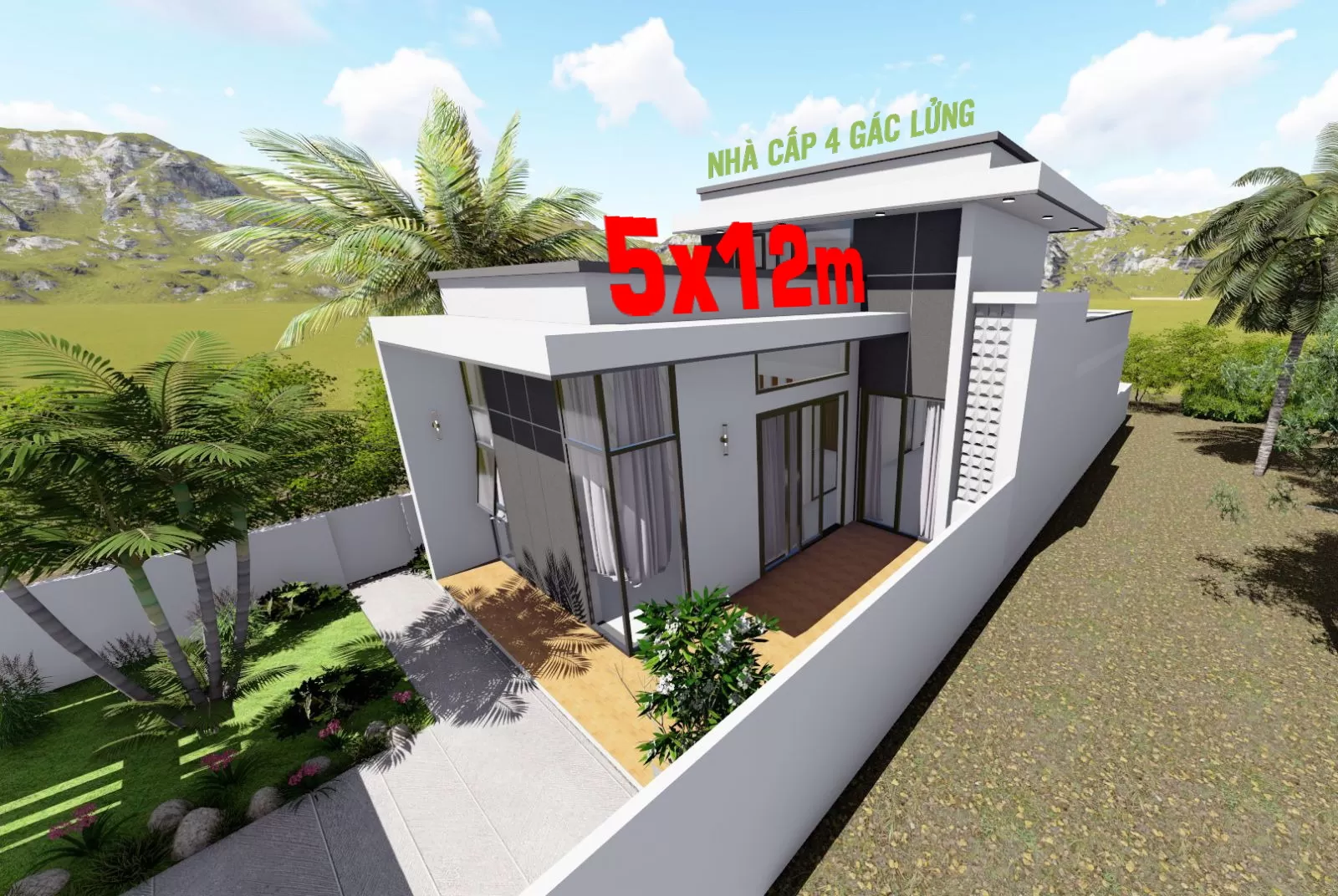 chi phí xây nhà cấp 4 gác lửng 5x12m