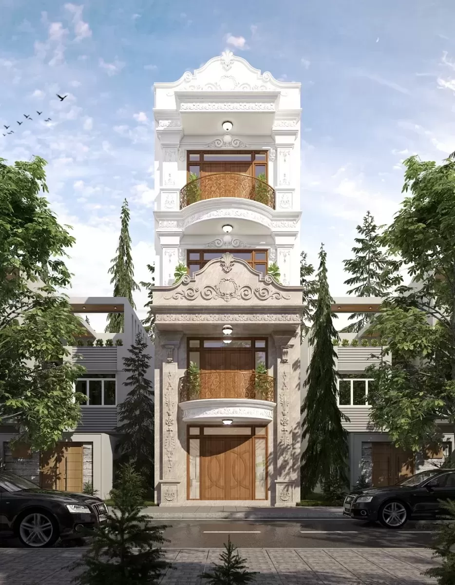 Mẫu nhà đẹp 3 tầng 4x16m phong cách tân cổ điển