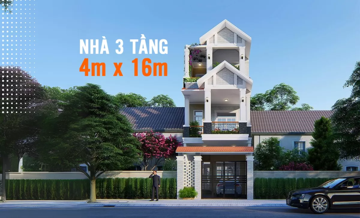 55+ Mẫu nhà 3 tầng mặt tiền 4x16m đẹp được yêu thích nhất 2024