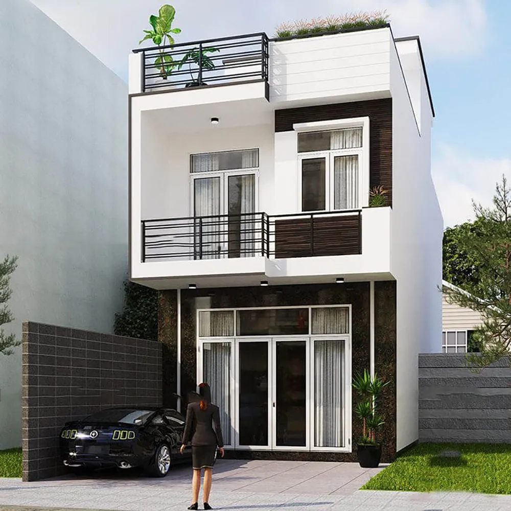 Kiểu nhà 2 tầng mặt tiền 4m x 15m hiện đại