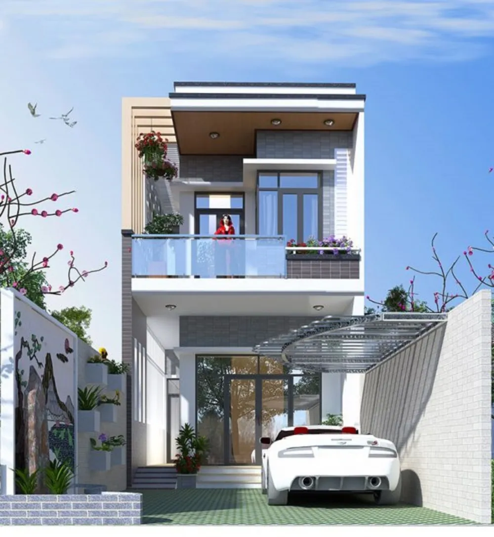 Thiết kế nhà 2 tầng mặt tiền 4m x 19m