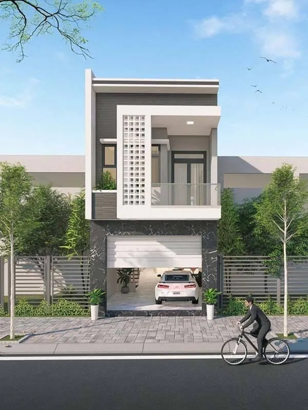 Thiết kế nhà 2 tầng mặt tiền 4m phong cách hiện đại trẻ trung