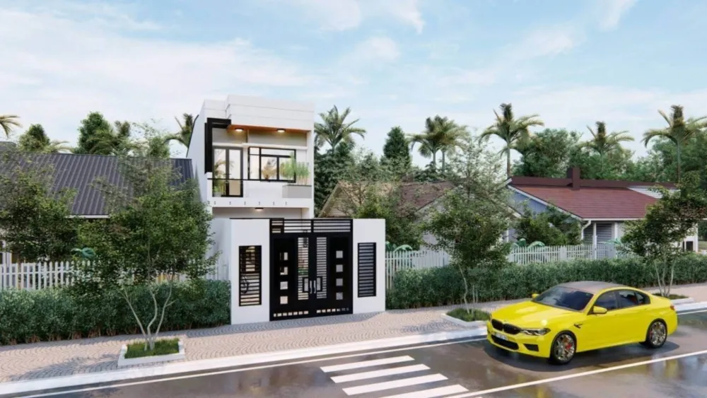 Mẫu nhà 2 tầng mặt tiền 4m thiết kế cực đẹp tại nông thôn