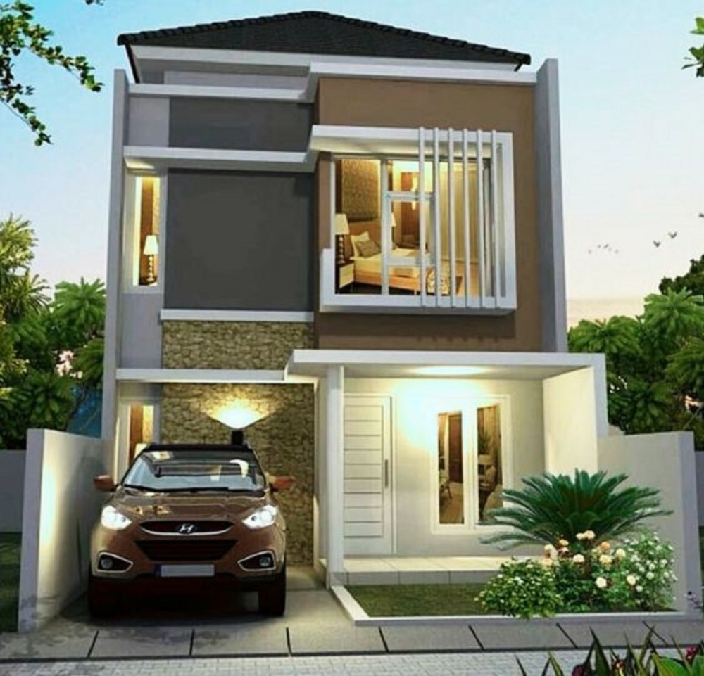 Mẫu nhà 2 tầng mặt tiền 4m mái nhật hiện đại