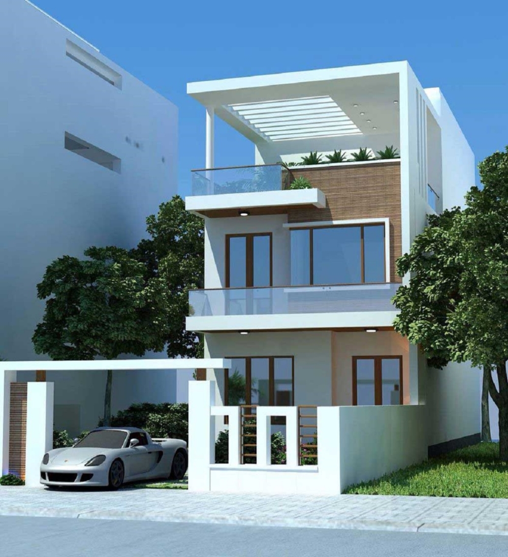 Mẫu nhà 2 tầng 1 tum mặt tiền 4m x 22m