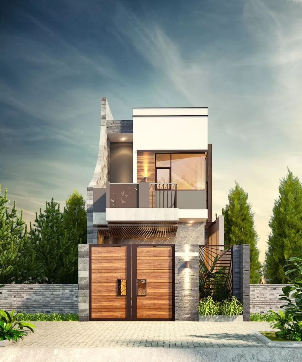 Mẫu nhà 1 trệt 1 lầu đẹp với thiết kế đơn giản 4x12m sở hữu gam màu trang nhã.