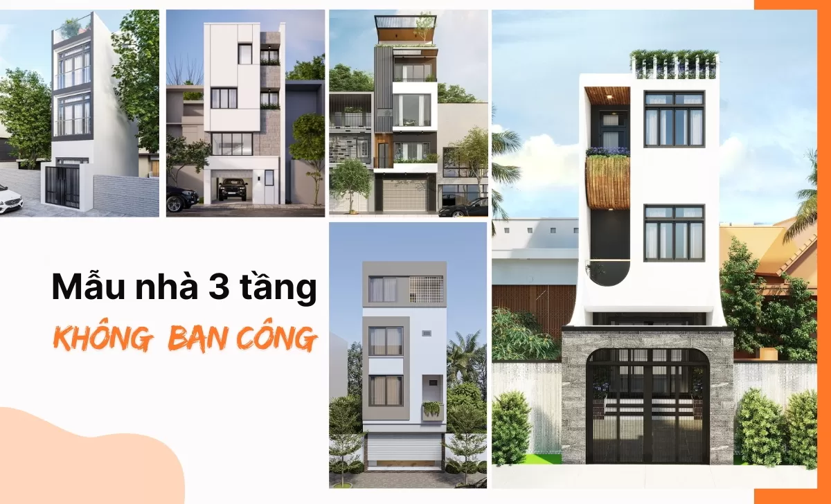 Các mẫu nhà 3 tầng không có ban công