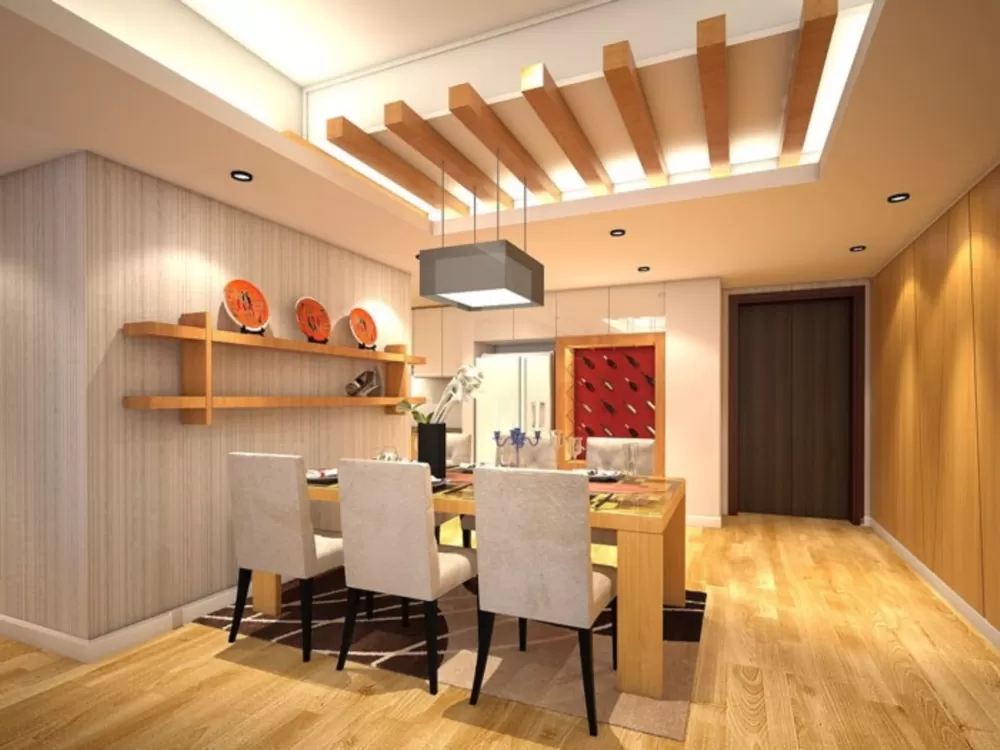 Trần nhà và sàn nhà phòng khách cho người mệnh hỏa