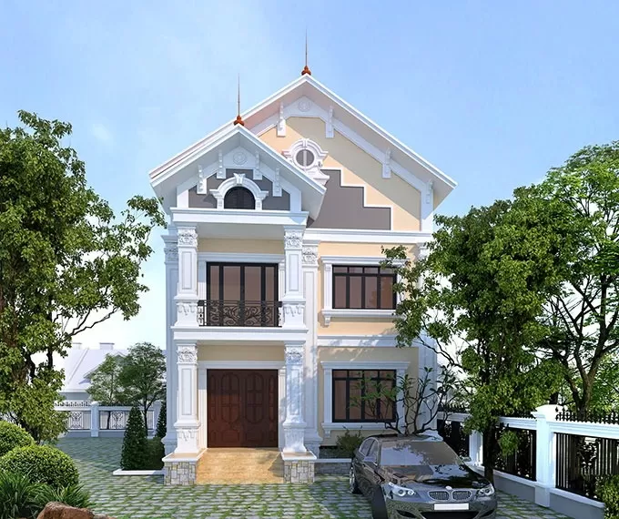 Thiết kế biệt thự mini 2 tầng 100m2 phong cách tân cổ điển