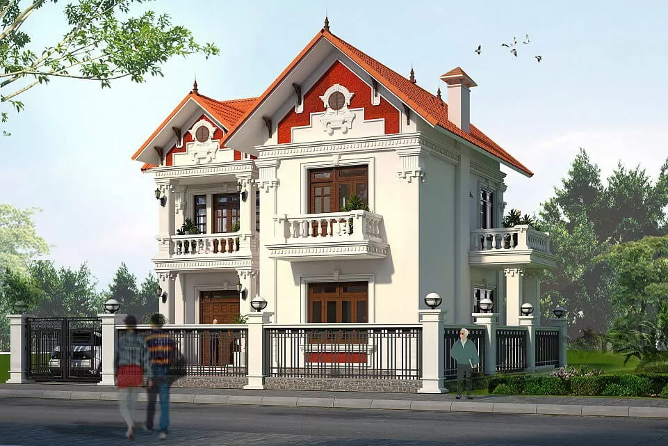 Mẫu biệt thự mini 2 tầng mái thái 10x10m