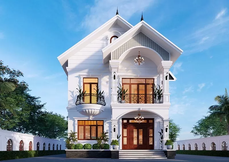 Mẫu biệt thự 2 tầng mái thái mini 9x10m