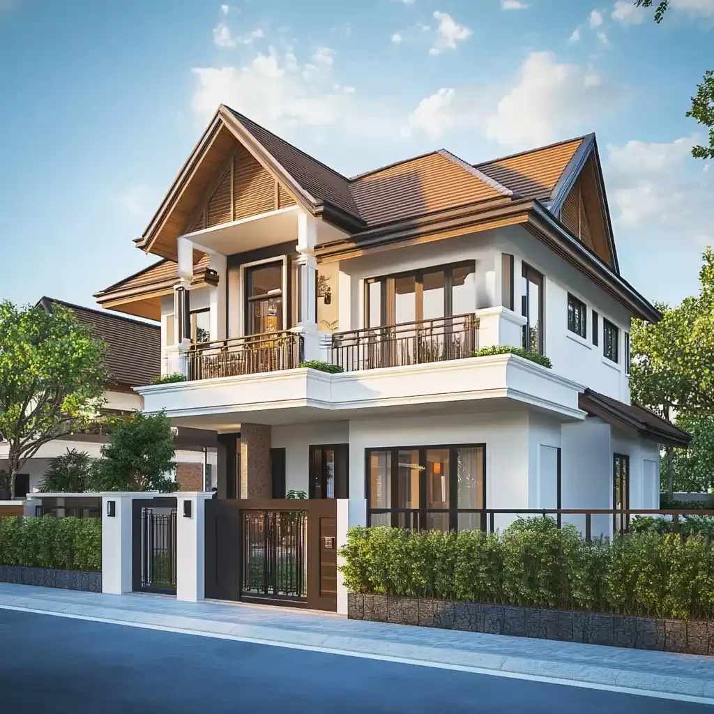 Mẫu biệt thự mini 2 tầng mái thái hiện đại