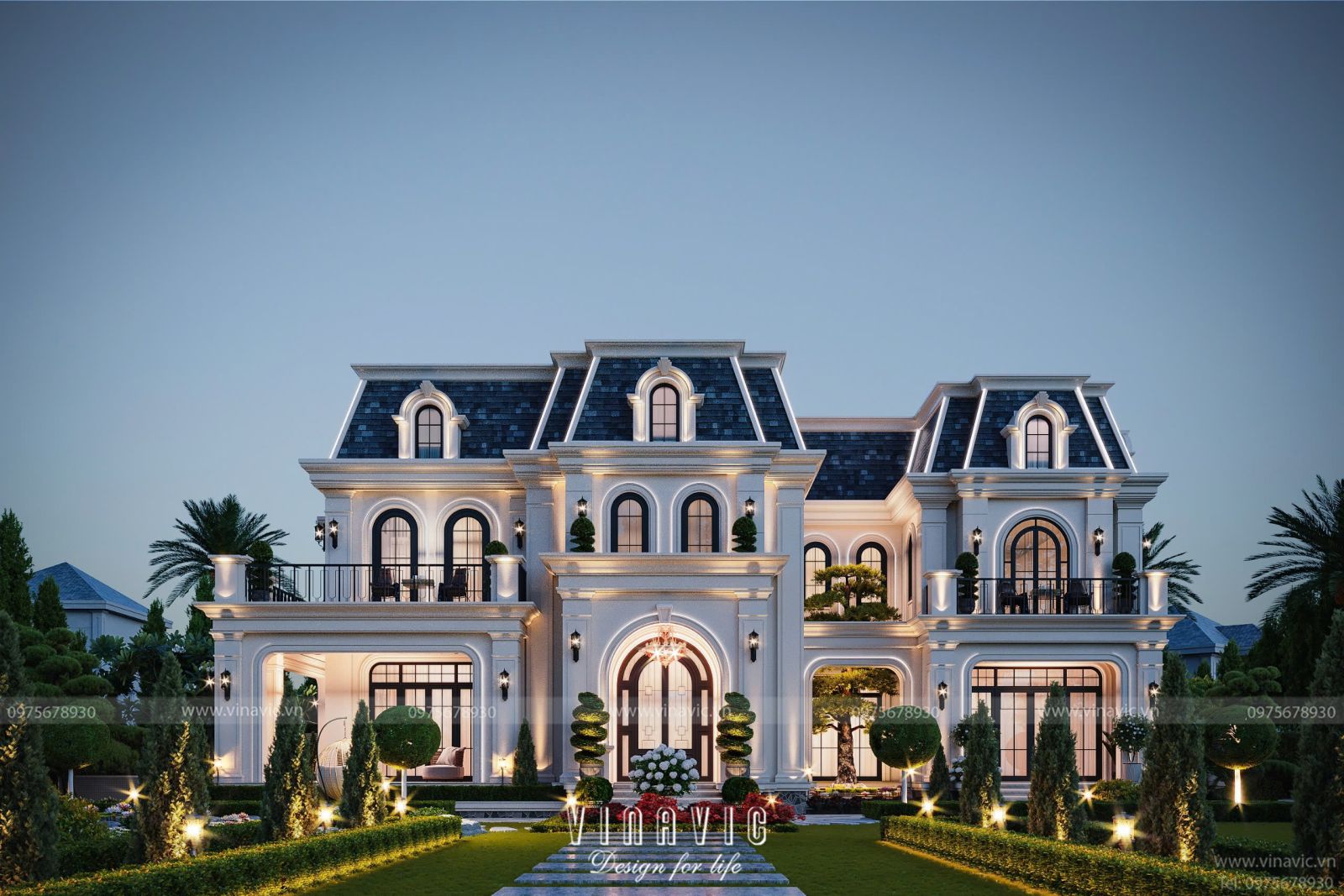 Mặt tiền biệt thự tân cổ điển 2 mặt tiền 2 tầng 1 hầm  BT2365