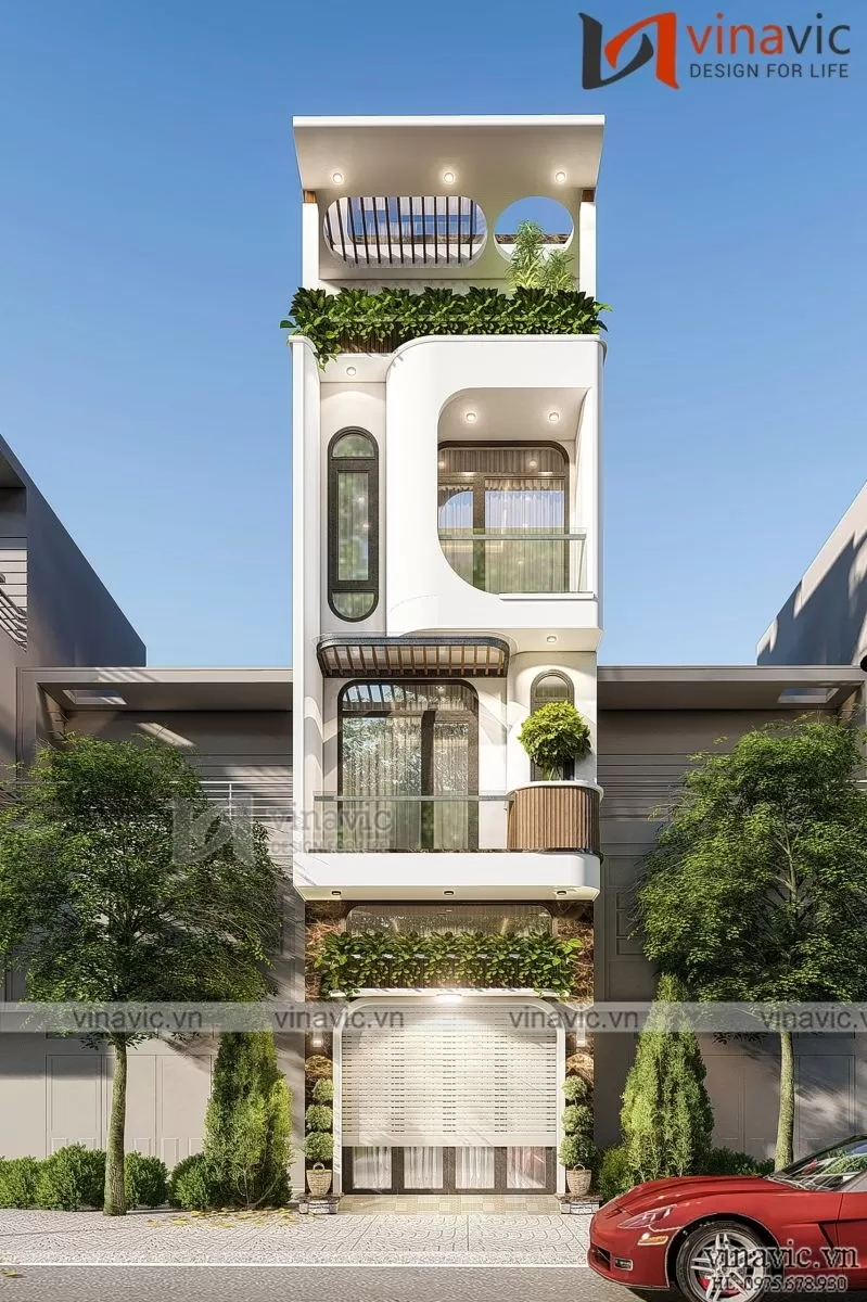 Mẫu nhà 4 tầng mặt tiền 4m hiện đại Đẹp, độc, lạ