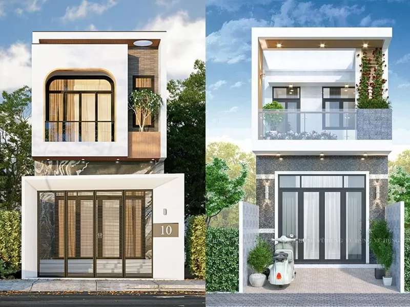 Mẫu nhà ống 2 tầng 4m mặt tiền đẹp có ban công đẹp