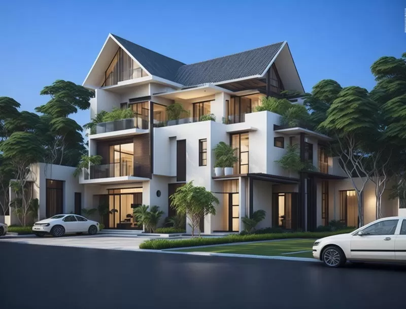 Nhà chữ L 80m2 3 tầng đa dạng phong cách kiến trúc