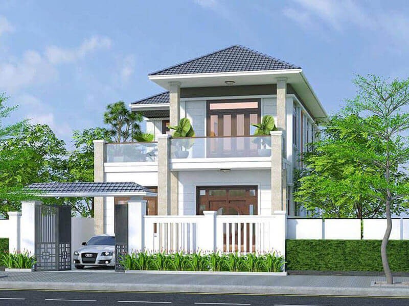 Cách tính diện tích xây dựng nhà chữ L 3 tầng 80m2