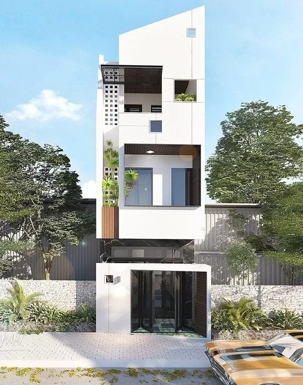 Nhà ống 3 tầng đẹp mặt tiền 4m mái chéo