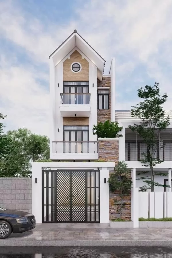 Mẫu nhà ống 3 tầng có kiểu mái thái