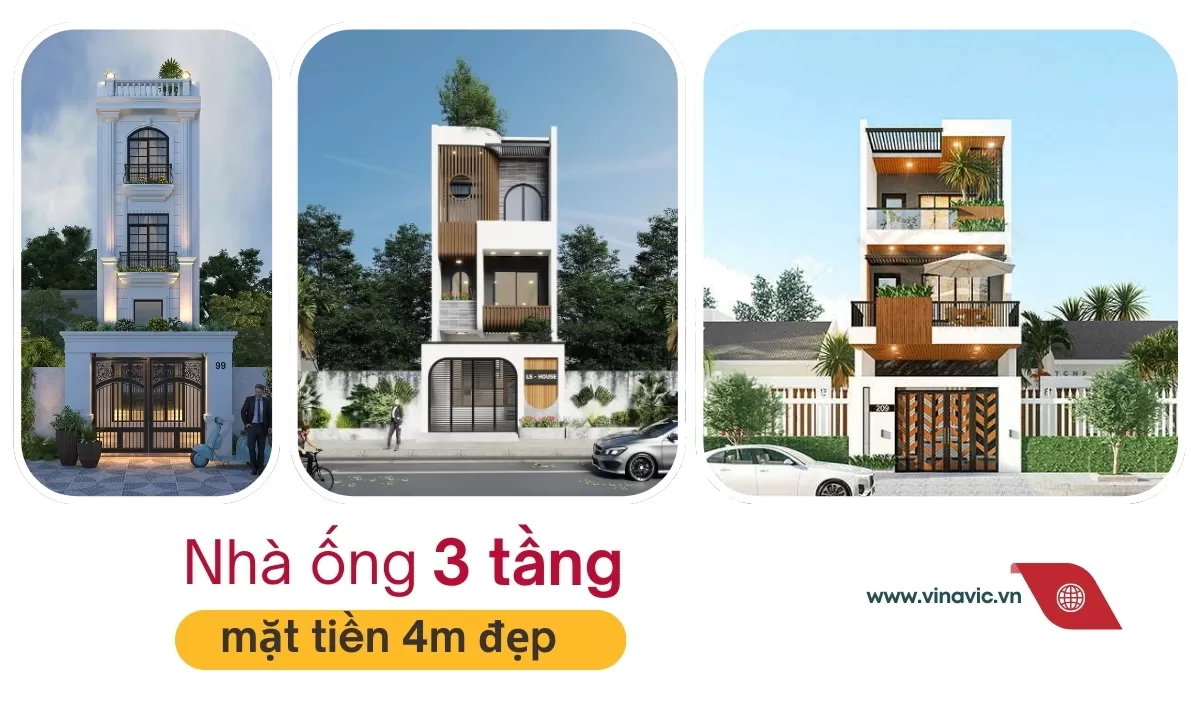 39 Mẫu nhà ống đẹp 3 tầng 4m đẹp được yêu thích nhất 2024