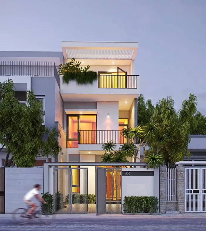 Mẫu nhà 6x20 3 tầng mái bằng hiện đại