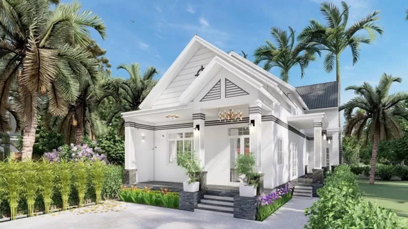 Mẫu nhà 6x20m có sân vườn đẹp