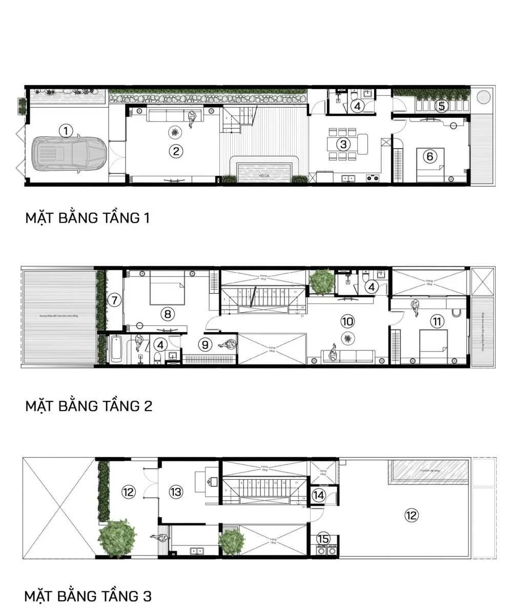 Bản vẽ nhà 6x20m 3 tầng