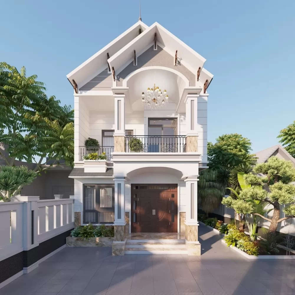 Mẫu nhà 6x20m phong cách tân cổ điển sang trọng