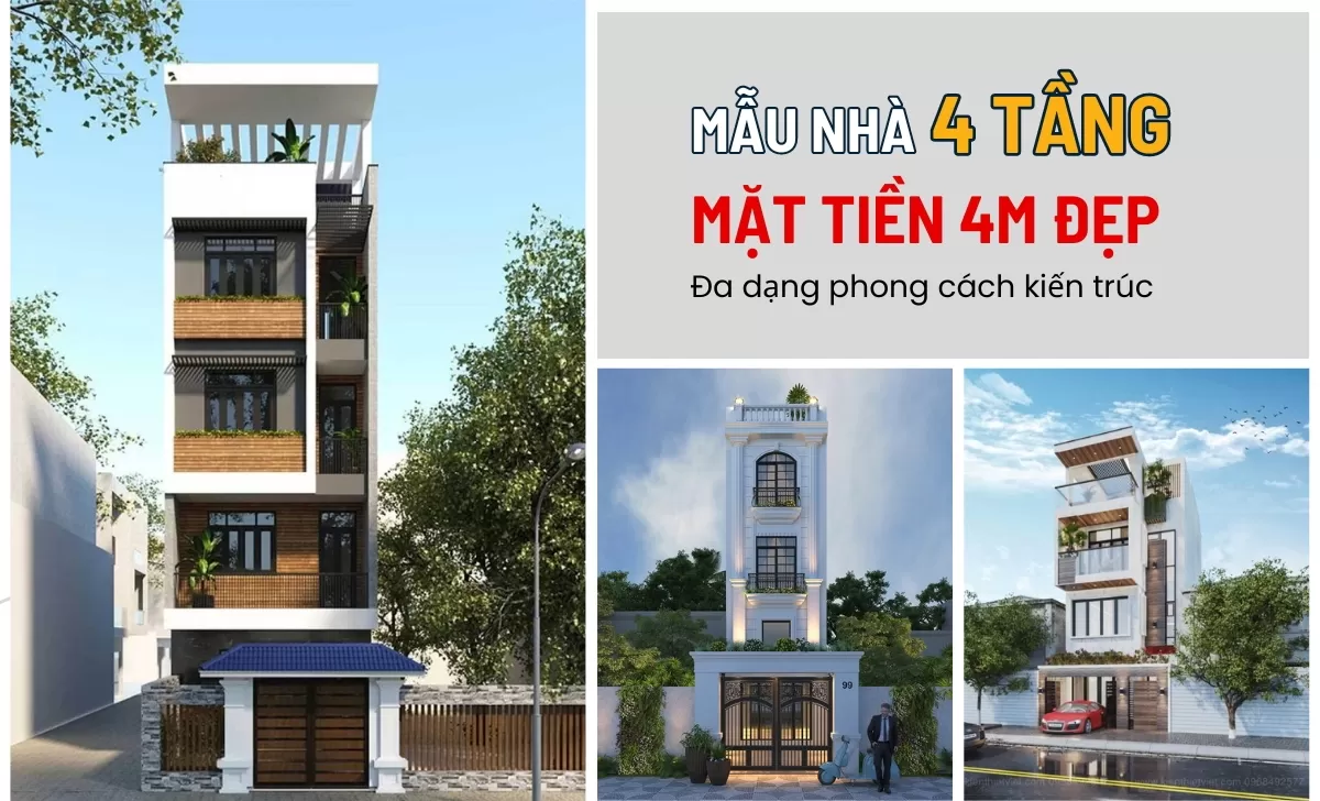 Mẫu nhà 4 tầng mặt tiền 4m đẹp