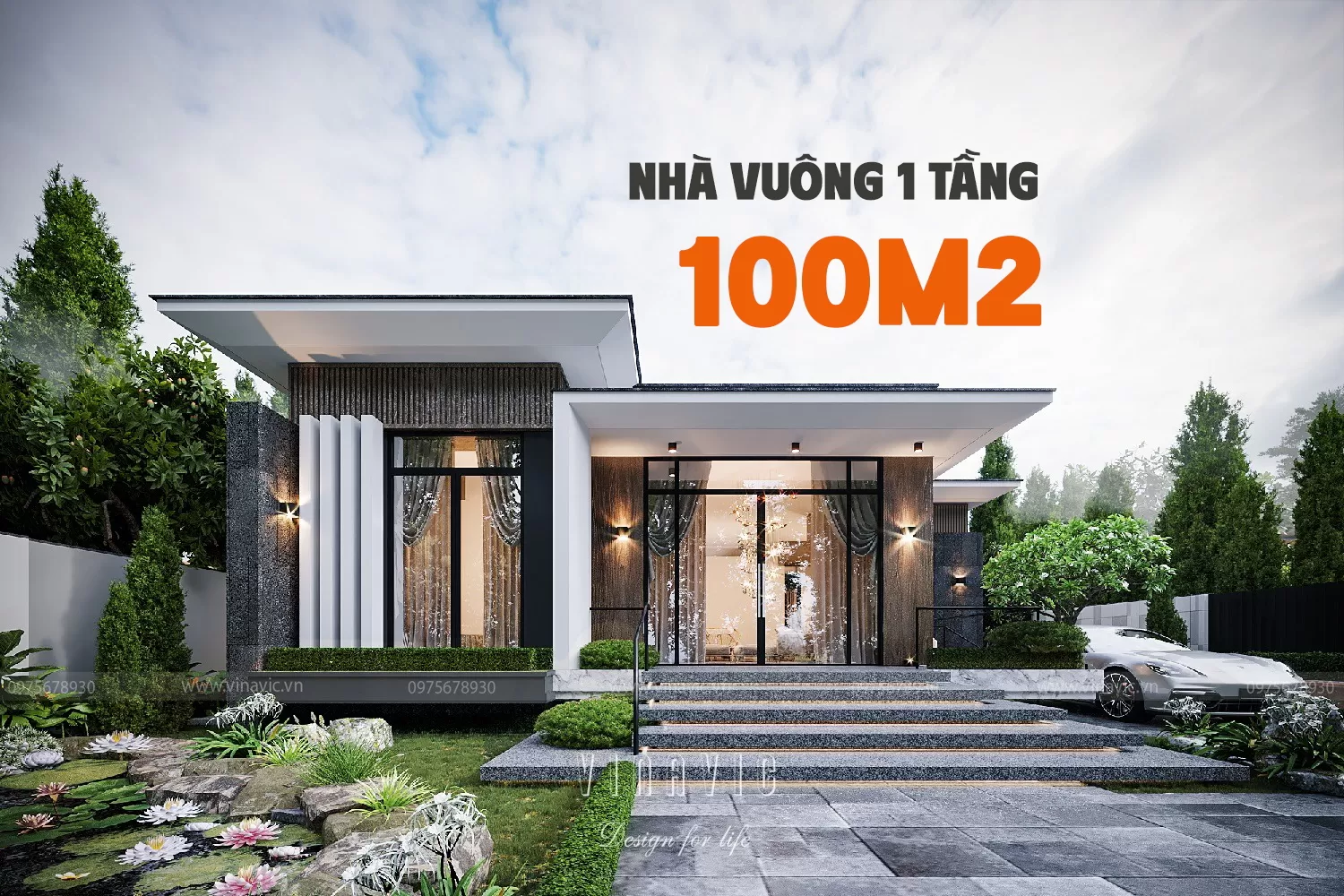 99+ Ý Tưởng Thiết Kế Mẫu Nhà Vuông 1 Tầng 100m2 Sang Trọng