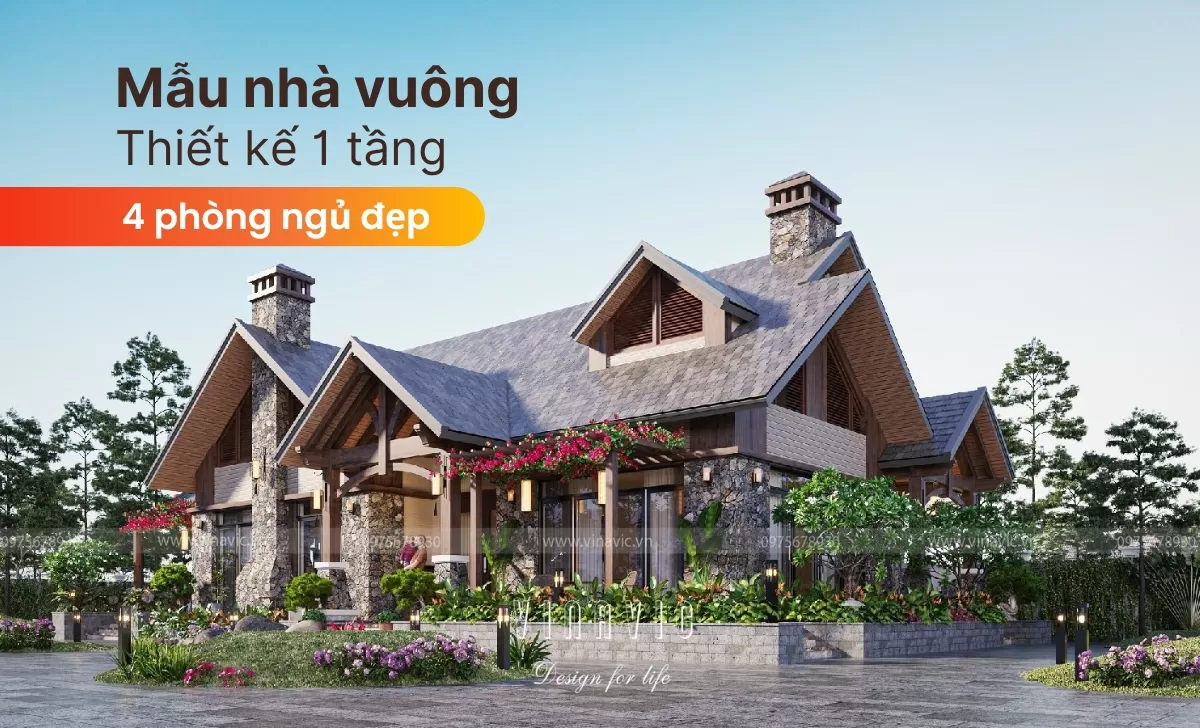 69+ Thiết Kế Nhà Vuông 1 Tầng 4 Phòng Ngủ Tiện Nghi, Thông Thoáng