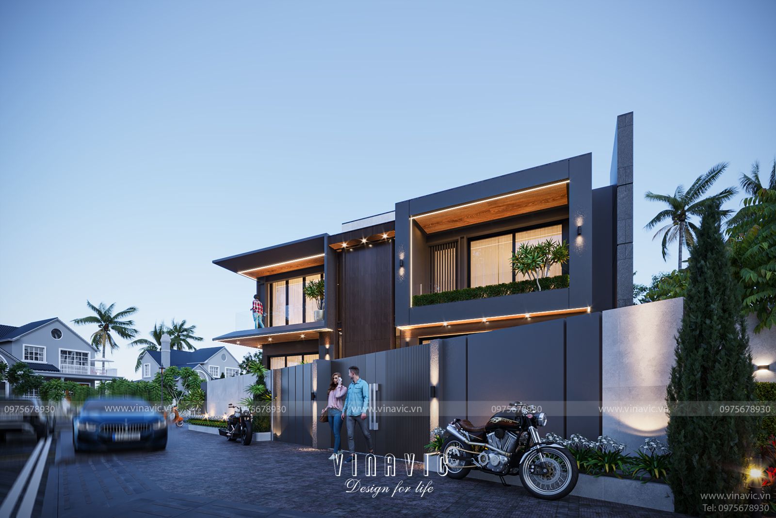 Thiết kế biệt thự nhà phố đẹp 2 tầng hiện đại 108m2 (9x12m) BT2371