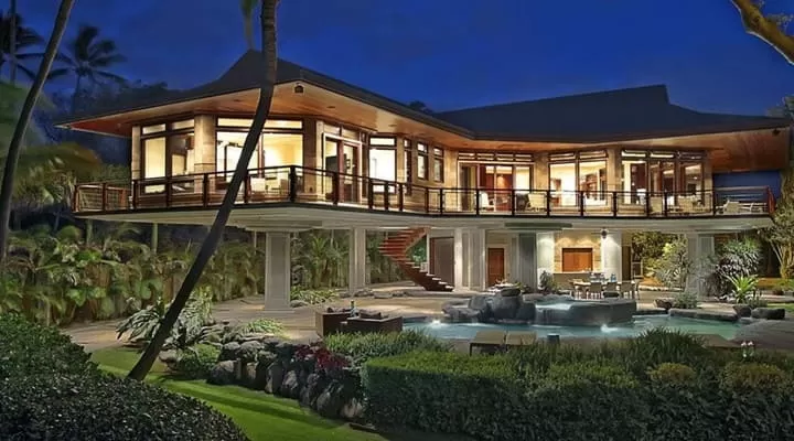 Nhà sàn 2 tầng đẹp kết hợp với bê tông tạo cảm giác hiện đại