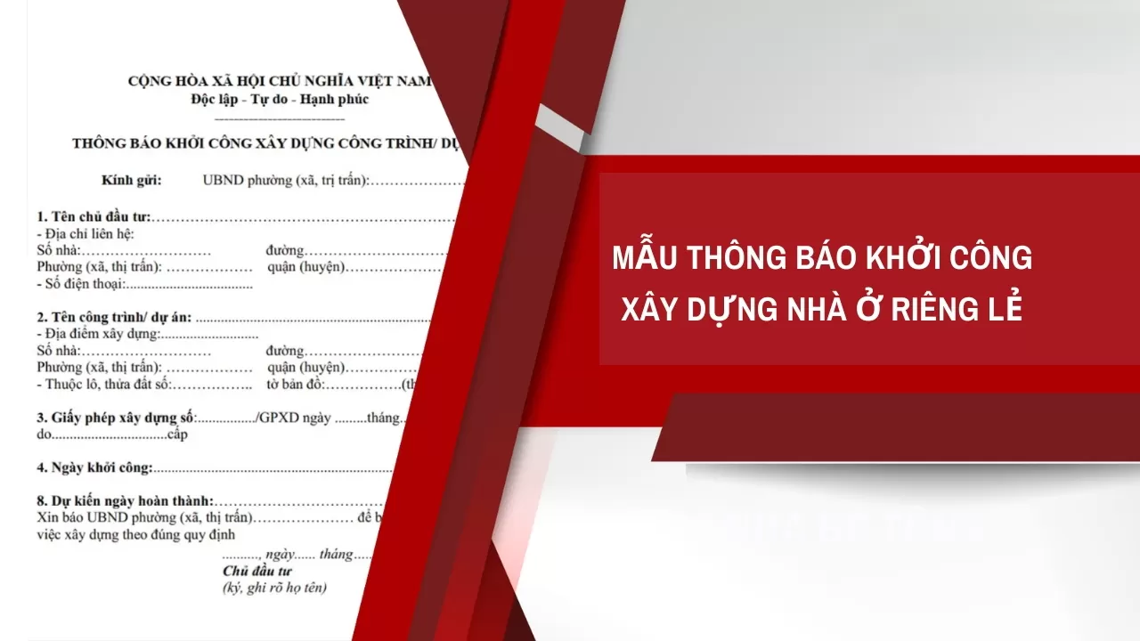 Mẫu thông báo khởi công xây dựng nhà ở riêng lẻ mới nhất