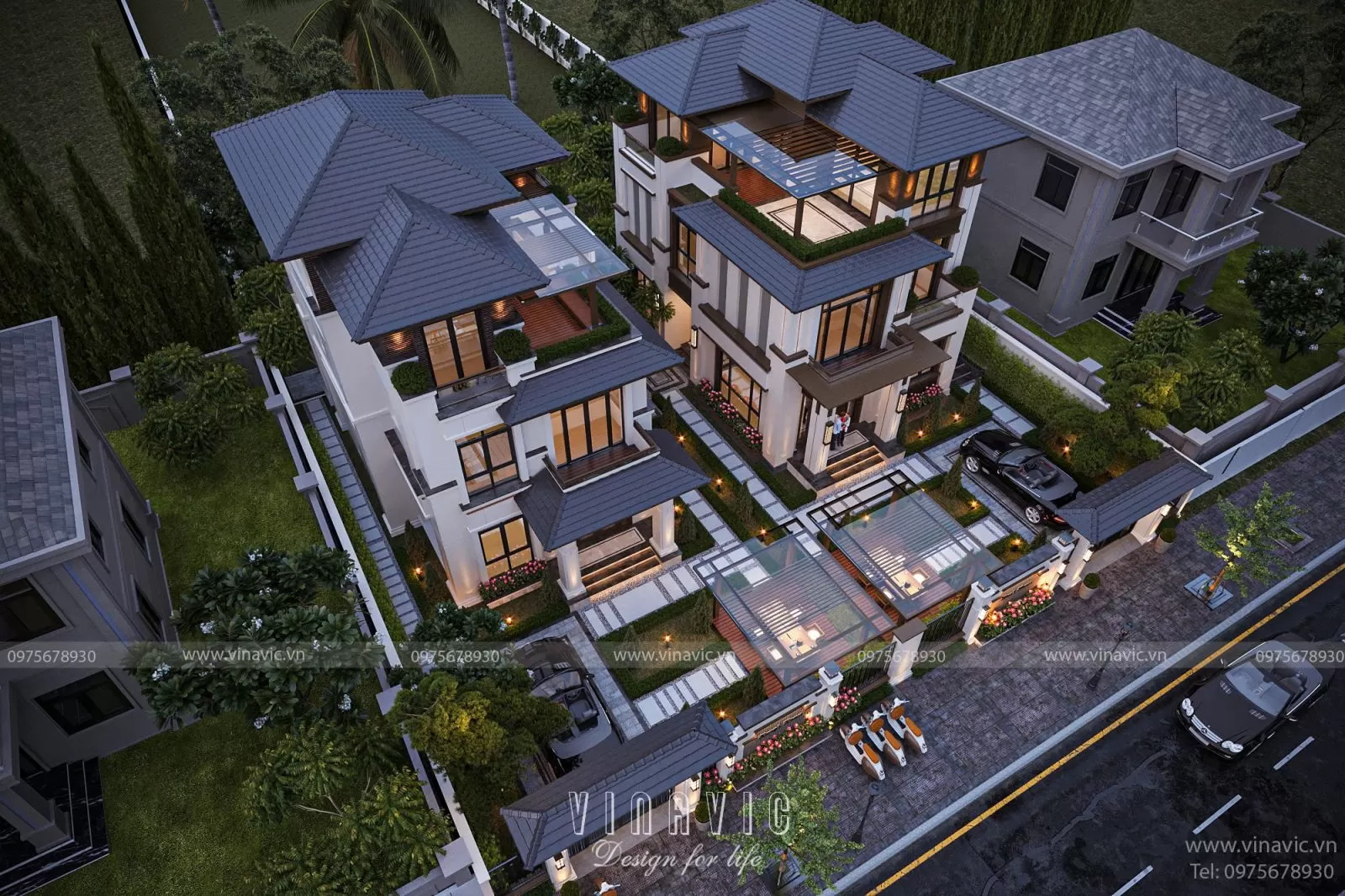 Biệt thự song lập hiện đại mái Nhật