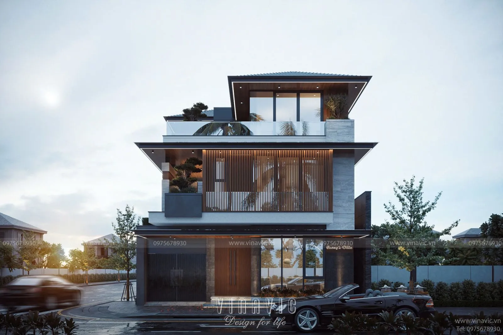 Chi tiết mặt bằng công năng biệt thự 3 tầng 2 mặt tiền 10mx14m