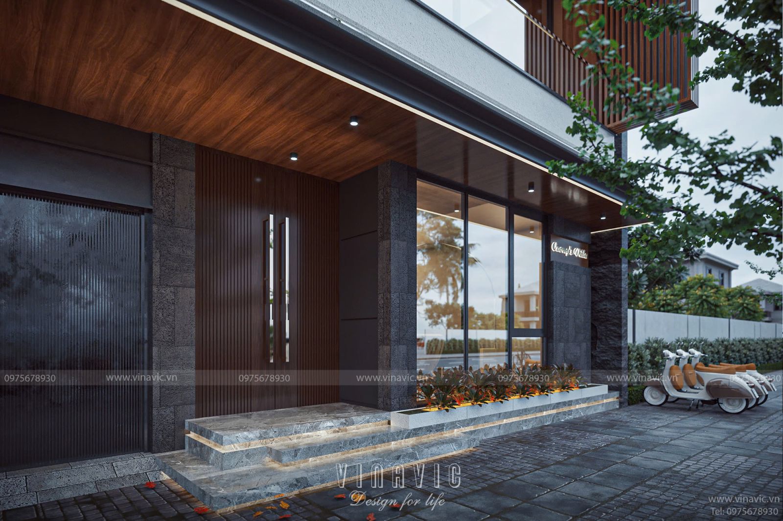 Thiết kế biệt thự 3 tầng 10x14m hiện đại 3 phòng ngủ có gara BT2375