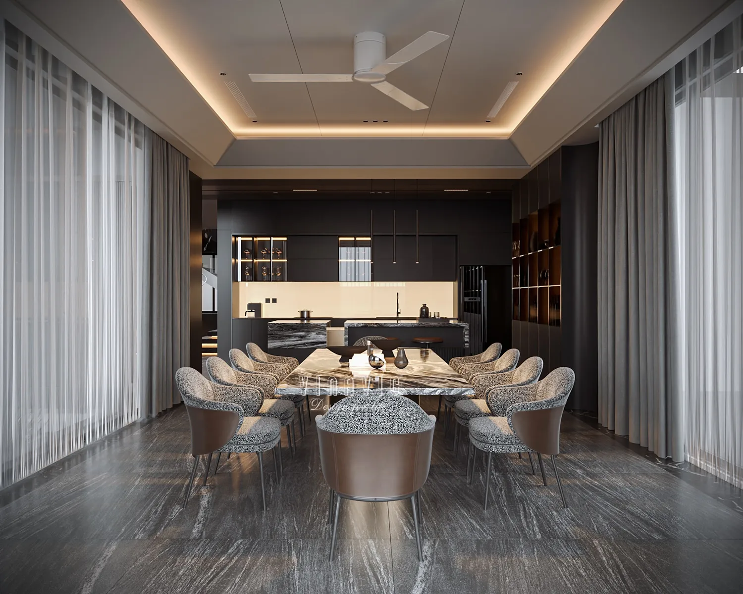 Nội thất bếp mở tối giản đề cao sự tiện nghi